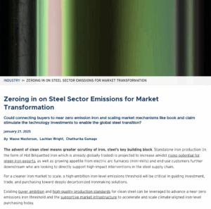 Zeroing in on Steel Sector Emissions for Market Transformation